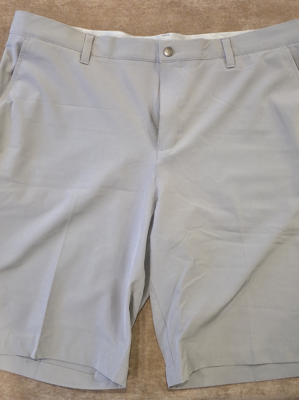 adidas Light Gray Flat-Front Men's Golf Shorts